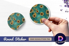 Sunflower pattern Round Sticker PNG Product Image 1