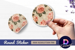 Vintage pink roses round sticker png design Product Image 1