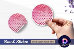 Pink hearts pattern valentine Round Sticker PNG Product Image 1