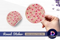 Pink floral pattern Round Sticker PNG Product Image 1