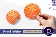 Watercolor hearts circle Round Sticker PNG Product Image 1