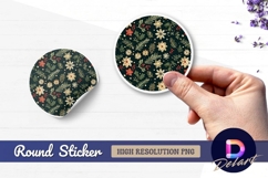Christmas floral pattern Round Sticker PNG Product Image 1