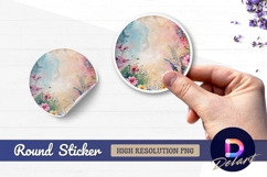 Floral watercolor background Round Sticker PNG Product Image 1