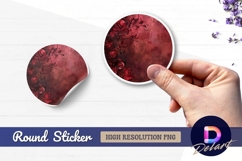 Red roses on grunge circle Round Sticker PNG Product Image 1