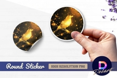 Golden bird illustration Round Sticker PNG Product Image 1