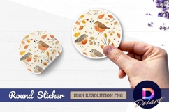 Birds and autumn leaves Round Sticker PNG Product Image 1