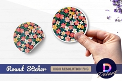 Floral pattern on Round Sticker PNG Product Image 1