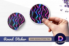 Abstract with colorful waves Round Sticker PNG Product Image 1