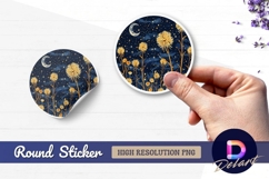 Dandelions under starry night and moon Round Sticker PNG Product Image 1
