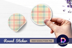 Pastel plaid pattern in circle Round Sticker PNG Product Image 1