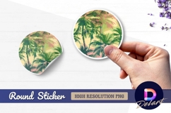 Tropical palm trees circle Round Sticker PNG Product Image 1