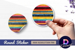 Colorful striped round wooden Round Sticker PNG Product Image 1