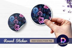 Floral pattern with dark leaves Round Sticker PNG Product Image 1