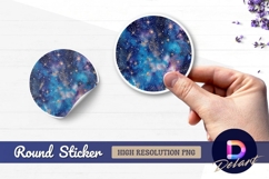 Blue and purple watercolor galaxy Round Sticker PNG Product Image 1