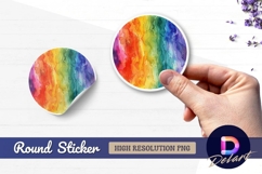 Abstract rainbow watercolor circle Round Sticker PNG Product Image 1