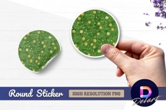 Floral pattern green background Round Sticker PNG Product Image 1