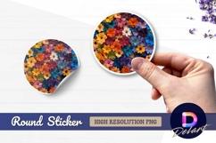 Colorful felt flowers Round Sticker PNG Product Image 1