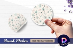 Watercolor snowflake pattern Round Sticker PNG Product Image 1