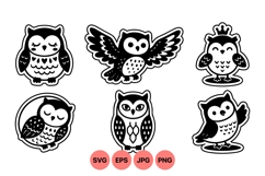 Cute Owl Silhouettes Vector Clipart Product Image 1