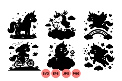 Whimsical Unicorn Silhouette Clipart For Crafts Product Image 1