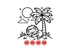 Hand Drawn Sleeping Lion Vector Illustration Product Image 1