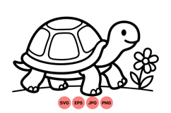 Cute Turtle Cartoon Vector Clipart Design Product Image 1