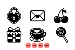 Romantic Love Icons SVG Clipart Product Image 1