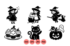 Cute Witch And Halloween Clipart For Crafts Product Image 1