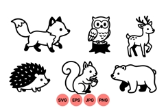 Hand Drawn Woodland Animal Clipart For Kids Product Image 1