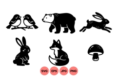 Silhouette Woodland Animal Clipart Vector Graphics Product Image 1