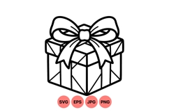 Black Line Gift Box Vector Illustration Product Image 1
