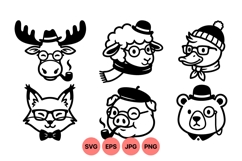 Funny Hipster Animal Character Vector Clipart Product Image 1