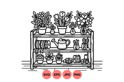 Hand Drawn Floral Shelf Design for Craft Decor Product Image 1