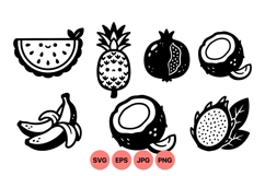 Hand Drawn Tropical Fruit Icons SVG Clipart Product Image 1