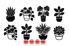 Black Indoor Plant Silhouette Clipart Design Product Image 1