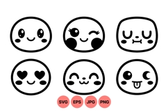Cute Kawaii Face Expression SVG Vector Graphics Product Image 1