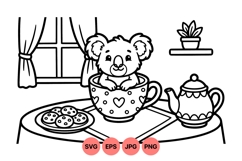 Adorable Koala In Teacup Vector Illustration Product Image 1