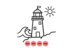 Minimalist Lighthouse Line Art for Coastal Designs Product Image 1