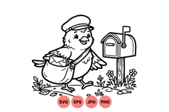 Hand Drawn Bird Mail Carrier Vector Art Illustration Product Image 1