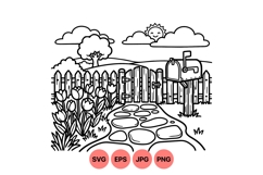 Cute Hand Drawn Garden Path Vector Clipart Product Image 1