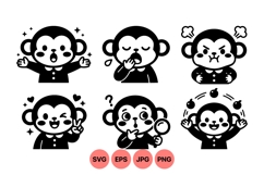 Cute Monkey Emoji Vector Illustrations Product Image 1