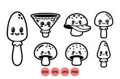 Adorable Kawaii Mushroom Vector Clipart Product Image 1