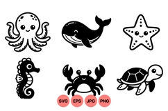 Cute Ocean Animal Clipart For Kids Crafts And Prints Product Image 1