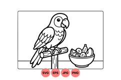 Hand Drawn Parrot Vector Line Illustration Artwork Product Image 1