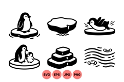 Hand Drawn Penguin and Ice Vector Illustrations Product Image 1