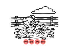 Cute Playful Pig Vector Illustration For Kids Product Image 1