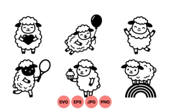 Cute Cartoon Sheep Clipart For Kids Designs Product Image 1