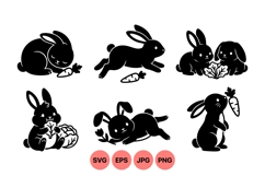 Hand Drawn Bunny Silhouette Clipart For Spring Designs Product Image 1
