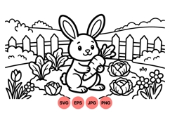 Hand Drawn Bunny With Garden Veggies Clipart Product Image 1
