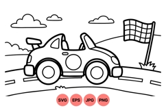 Race Car Line Art Clipart For Kids Coloring Pages Product Image 1